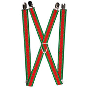 Suspenders - 1.0" - Holiday Trim Stripe Green/Red Suspenders Buckle-Down   