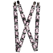 Suspenders - 1.0" - Heart & Cross Bones w/Skulls & Splatter Black/White Suspenders Buckle-Down   
