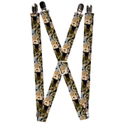 Suspenders - 1.0" - Kitten Faces Scattered Black Suspenders Buckle-Down   