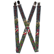 Suspenders - 1.0" - Live Hard Die Young Gray Suspenders Buckle-Down   