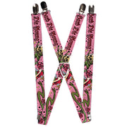 Suspenders - 1.0" - Live Hard Die Young Pink Suspenders Buckle-Down   