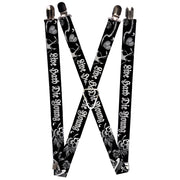 Suspenders - 1.0" - Live Hard Die Young Black/White Suspenders Buckle-Down   