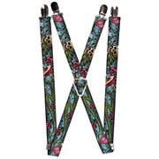 Suspenders - 1.0" - Live Hard Die Young CLOSE-UP Turquoise Suspenders Buckle-Down   