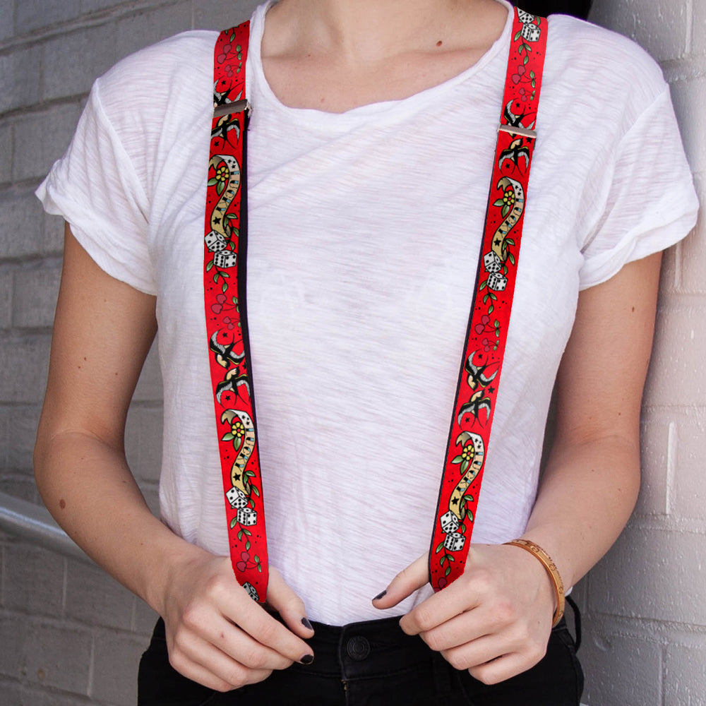 Suspenders - 1.0" - Lucky Red Suspenders Buckle-Down   
