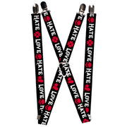 Suspenders - 1.0" - Love/Hate Black/White/Fuchsia Suspenders Buckle-Down   