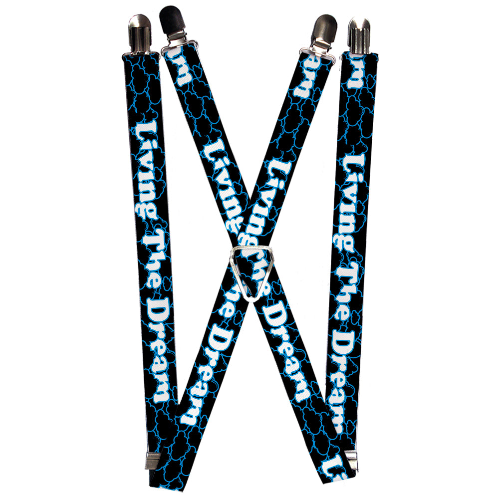 Suspenders - 1.0" - LIVING THE DREAM/Clouds Black/Blue/White Suspenders Buckle-Down   