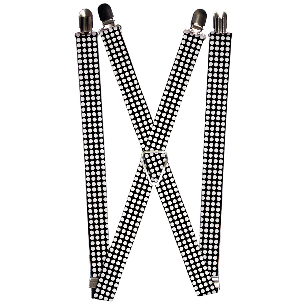 Suspenders - 1.0" - Mini Polka Dots Black/White Suspenders Buckle-Down   
