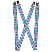 Suspenders - 1.0" - Mini Houndstooth Gray/Baby Blue/Pink Suspenders Buckle-Down   