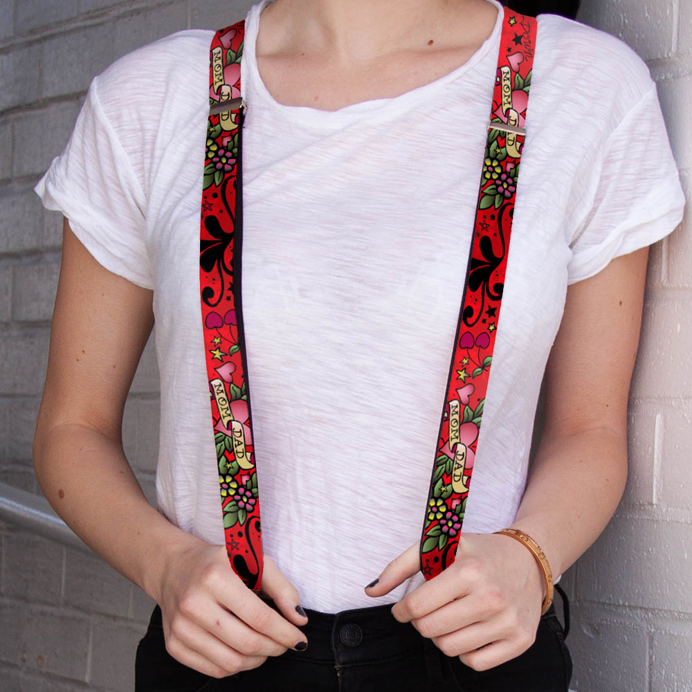 Suspenders - 1.0" - Mom & Dad Red Suspenders Buckle-Down   