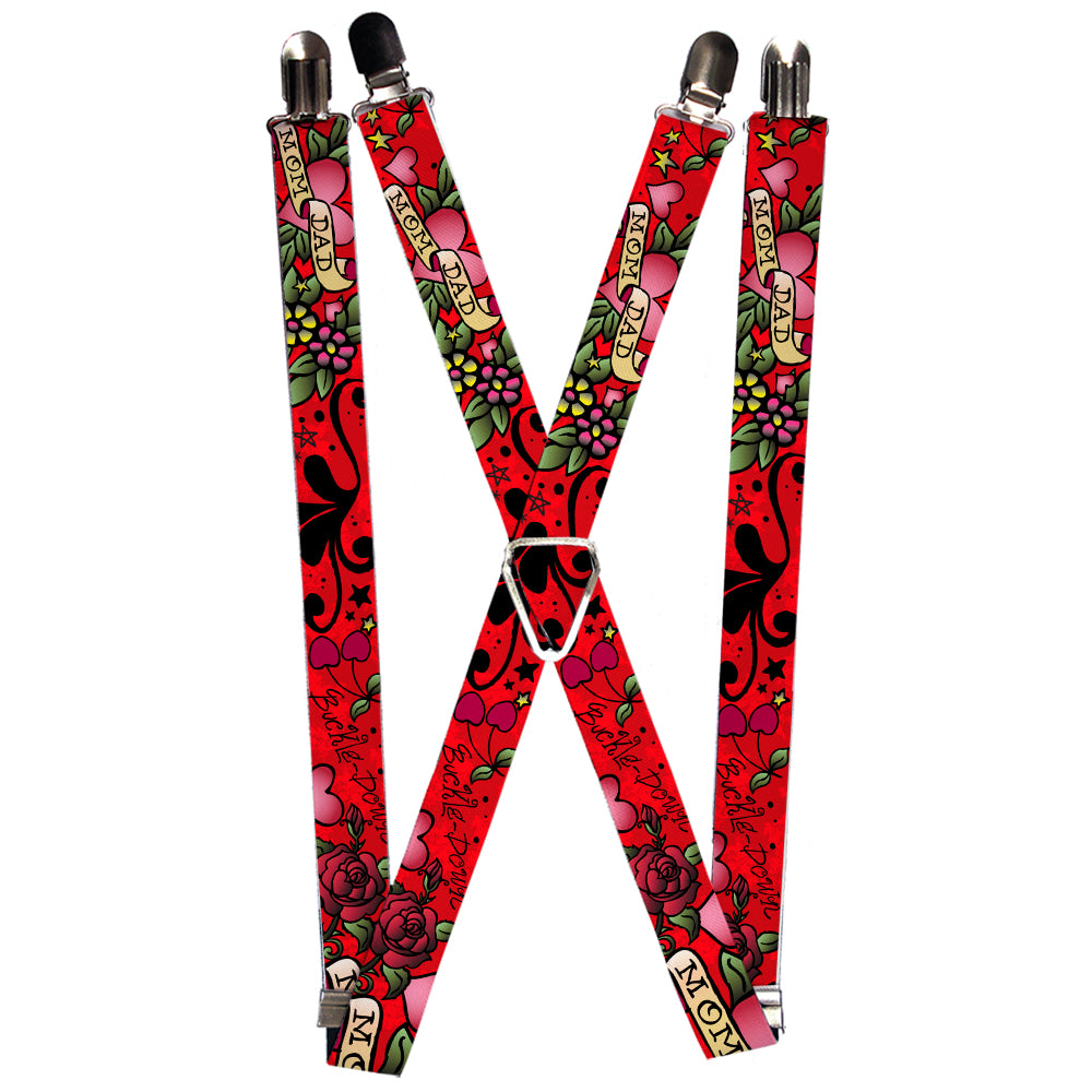 Suspenders - 1.0" - Mom & Dad Red Suspenders Buckle-Down   