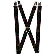 Suspenders - 1.0" - Mud Flap Girls w/Star Outline Black/Multi Color Suspenders Buckle-Down   
