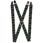 Suspenders - 1.0" - Mud Flap Girls w/Stripes Gray/Turquoise/Orange Suspenders Buckle-Down   