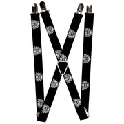 Suspenders - 1.0" - Native American Skull Black/White Suspenders Buckle-Down   