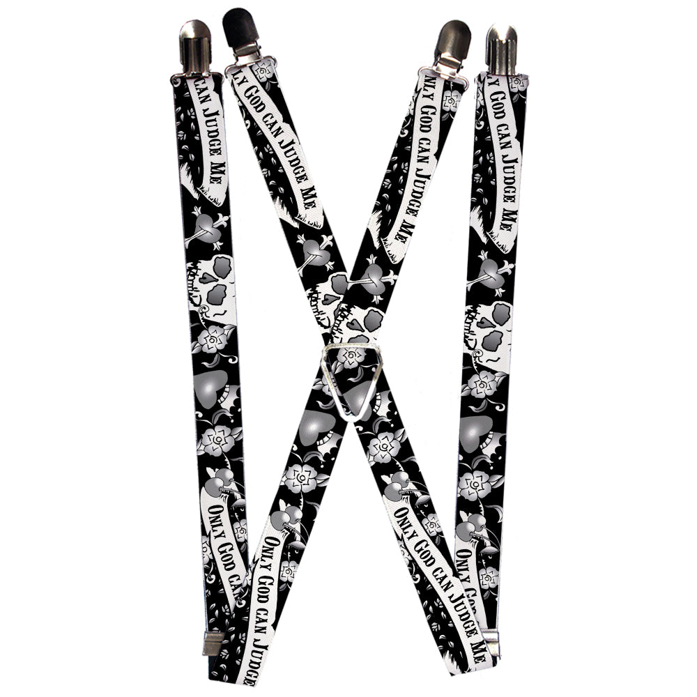 Suspenders - 1.0" - Only God Can Judge Me Black/White Suspenders Buckle-Down   