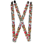 Suspenders - 1.0" - Only God Can Judge Me CLOSE-UP White Suspenders Buckle-Down   