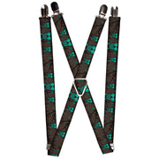 Suspenders - 1.0" - Owls in Trees Turquoise Suspenders Buckle-Down   