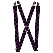 Suspenders - 1.0" - Plaid Black/Purple/Gray Suspenders Buckle-Down   
