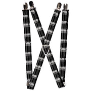Suspenders - 1.0" - Plaid Weathered Black/Gray/White Suspenders Buckle-Down   