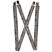 Suspenders - 1.0" - Plaid Curls Gray Suspenders Buckle-Down   