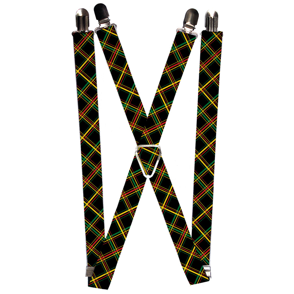 Suspenders - 1.0" - Plaid X Rasta Suspenders Buckle-Down   