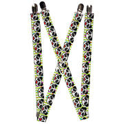 Suspenders - 1.0" - Panda Bear Cartoon Bamboo White/Greens/Multi Color Suspenders Buckle-Down   