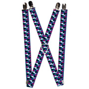 Suspenders - 1.0" - Peaks Turquoise/Fuchsia/Black/White Suspenders Buckle-Down   