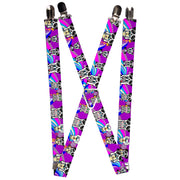 Suspenders - 1.0" - Panda Hat Animals w/Bright Color Burst Suspenders Buckle-Down   