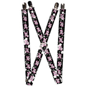 Suspenders - 1.0" - Punk Princess Heart & Cross Bones w/Splatter Black/White Suspenders Buckle-Down   