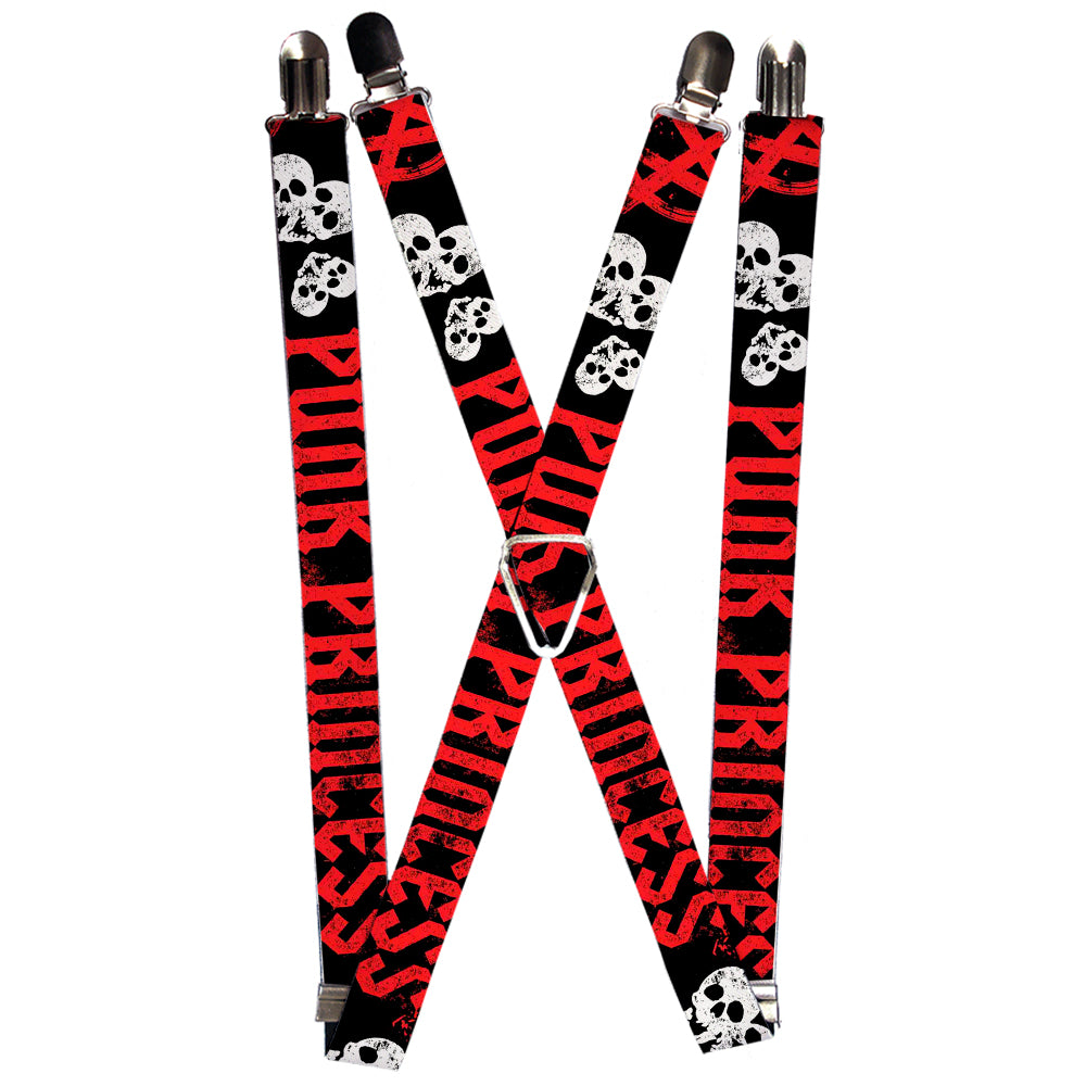 Suspenders - 1.0" - Punk Princess Black/Red/White Suspenders Buckle-Down   
