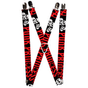 Suspenders - 1.0" - Punk Princess Black/Red/White Suspenders Buckle-Down   