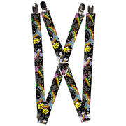Suspenders - 1.0" - Rainbow Cloud Stars Black Suspenders Buckle-Down   