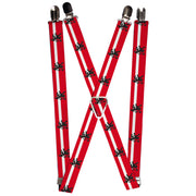 Suspenders - 1.0" - Rampant Lion Repeat/Stripes Red/White/Black Suspenders Buckle-Down   