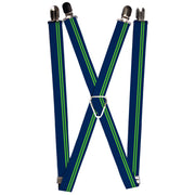 Suspenders - 1.0" - Racing Stripe Navy/Bright Green Suspenders Buckle-Down   