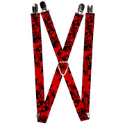 Suspenders - 1.0" - Splatter Black/Red Suspenders Buckle-Down   