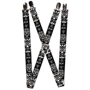 Suspenders - 1.0" - Sugar Skulls Black/White Suspenders Buckle-Down   