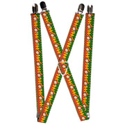 Suspenders - 1.0" - Smoking Monkey Repeat Argyle Rasta Suspenders Buckle-Down   