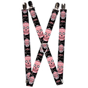 Suspenders - 1.0" - Sugar Skulls Gray/Pink Suspenders Buckle-Down   