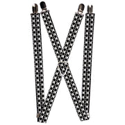 Suspenders - 1.0" - Top Skulls Black/White Suspenders Buckle-Down   