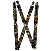 Suspenders - 1.0" - Trust No One CLOSE-UP Black Suspenders Buckle-Down   