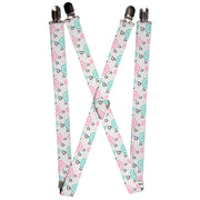 Suspenders - 1.0" - Bird Tapestry White/Gray/Turquoise/Pink Suspenders Buckle-Down   