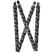 Suspenders - 1.0" - Top Skulls Stacked Black/Gray/White Suspenders Buckle-Down   