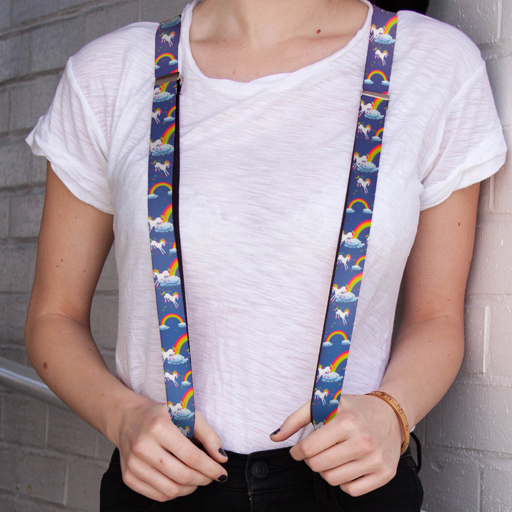 Suspenders - 1.0" - Unicorns/Rainbows/Stars Blue/Purple Suspenders Buckle-Down   