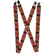 Suspenders - 1.0" - United Kingdom Flags Vintage Black Suspenders Buckle-Down   