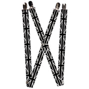 Suspenders - 1.0" - Union Jack Distressed Black/White Suspenders Buckle-Down   