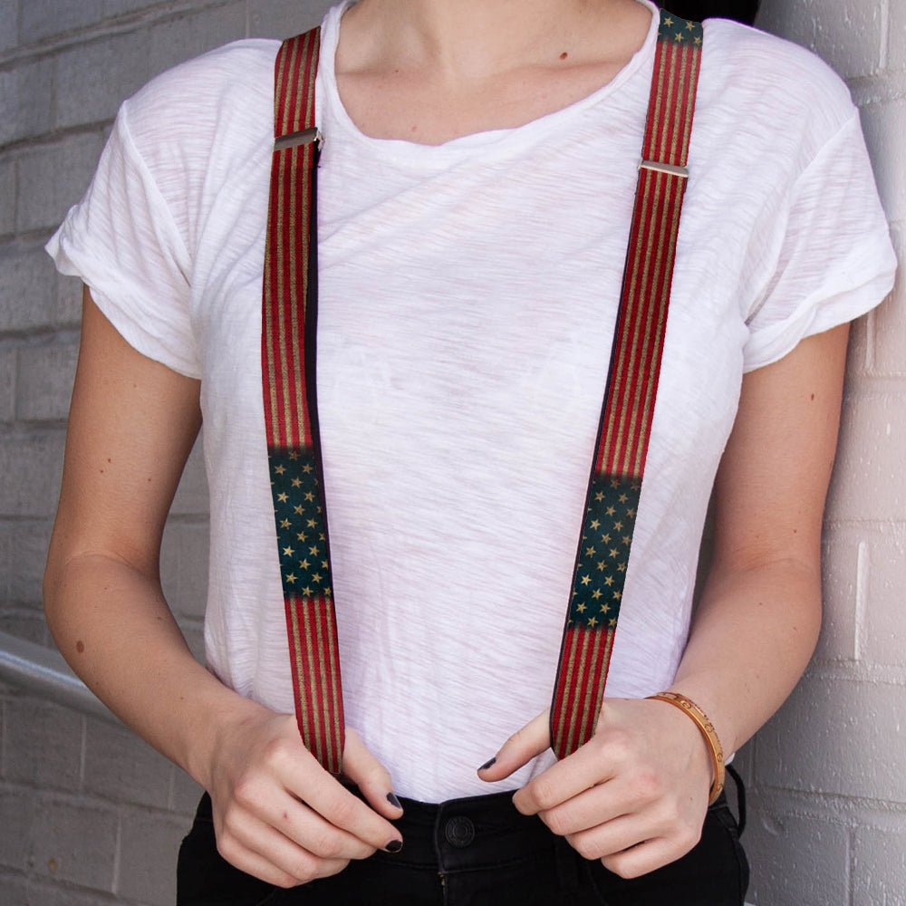 Suspenders - 1.0" - Vintage US Flag Stretch Suspenders Buckle-Down   
