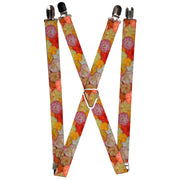 Suspenders - 1.0" - Vivid Floral Collage2 Yellows/Pinks/Oranges Suspenders Buckle-Down   