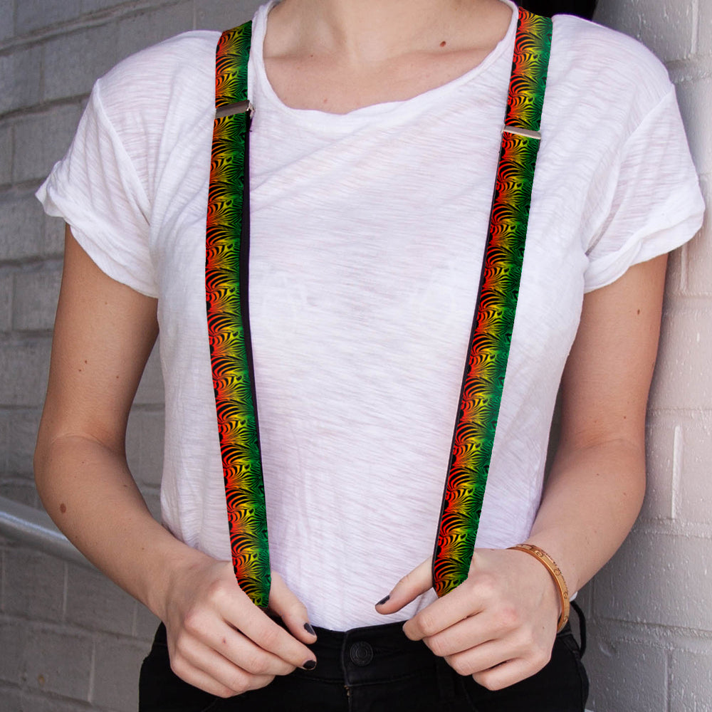 Suspenders - 1.0" - Zebra Head Rasta Suspenders Buckle-Down   