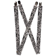 Suspenders - 1.0" - Zombie Skulls Sketch Suspenders Buckle-Down   