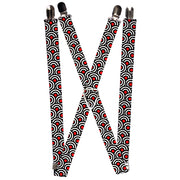 Suspenders - 1.0" - Bullseye Stacked Black/White/Red Suspenders Buckle-Down   