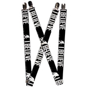 Suspenders - 1.0" - Bigfoot Silhouette I BELIEVE Black/Gray/White Suspenders Buckle-Down   